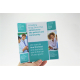 Support pliable avec photos de professionnels de santé, zones colorées et texte visible