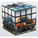 Rubik’s Cube 4x4 noir en vue de biais, marquage visible sur plusieurs faces