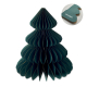 Sapin en papier alvéolé vert foncé avec effet de volume, marquage visible sur le support cartonné à la base
