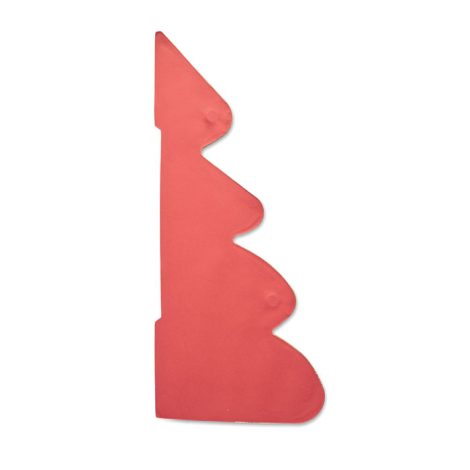 Sapin rouge en papier alvéolé présenté plié à plat, support cartonné rouge visible