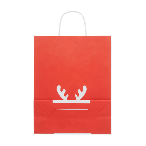 Vue arrière à plat du sac cabas rouge avec motifs bois de renne