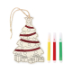 Décoration sapin en bois à colorier avec feutres, vue de face