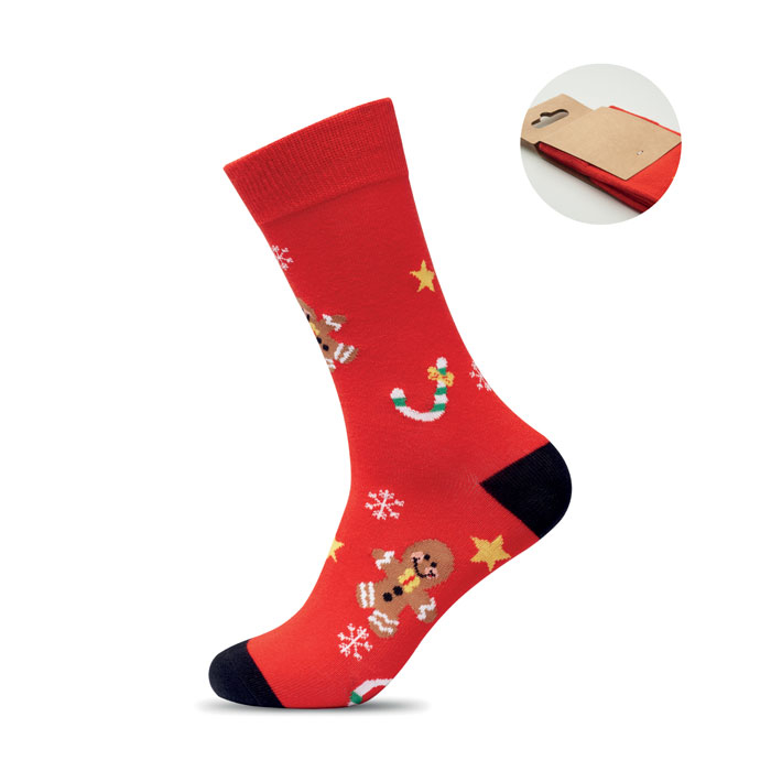 Paire de chaussettes de Noël promotionnelle M Soc Medium Rouge