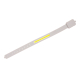 Lampe running LED gris clair déployée à plat, bande lumineuse jaune au centre.