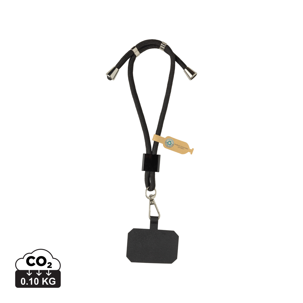 Bracelet téléphone personnalisé réglable rPET CarryLoop Noir