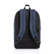 Sac à dos bleu marine vu de dos, avec bretelles et panneau dorsal rembourrés, sans marquage.