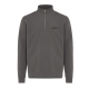 Sweat-shirt gris anthracite à col montant zippé vu de face, marquage visible sur la poitrine gauche.