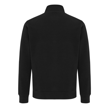 Sweat-shirt noir à col montant zippé vu de dos, sans marquage.