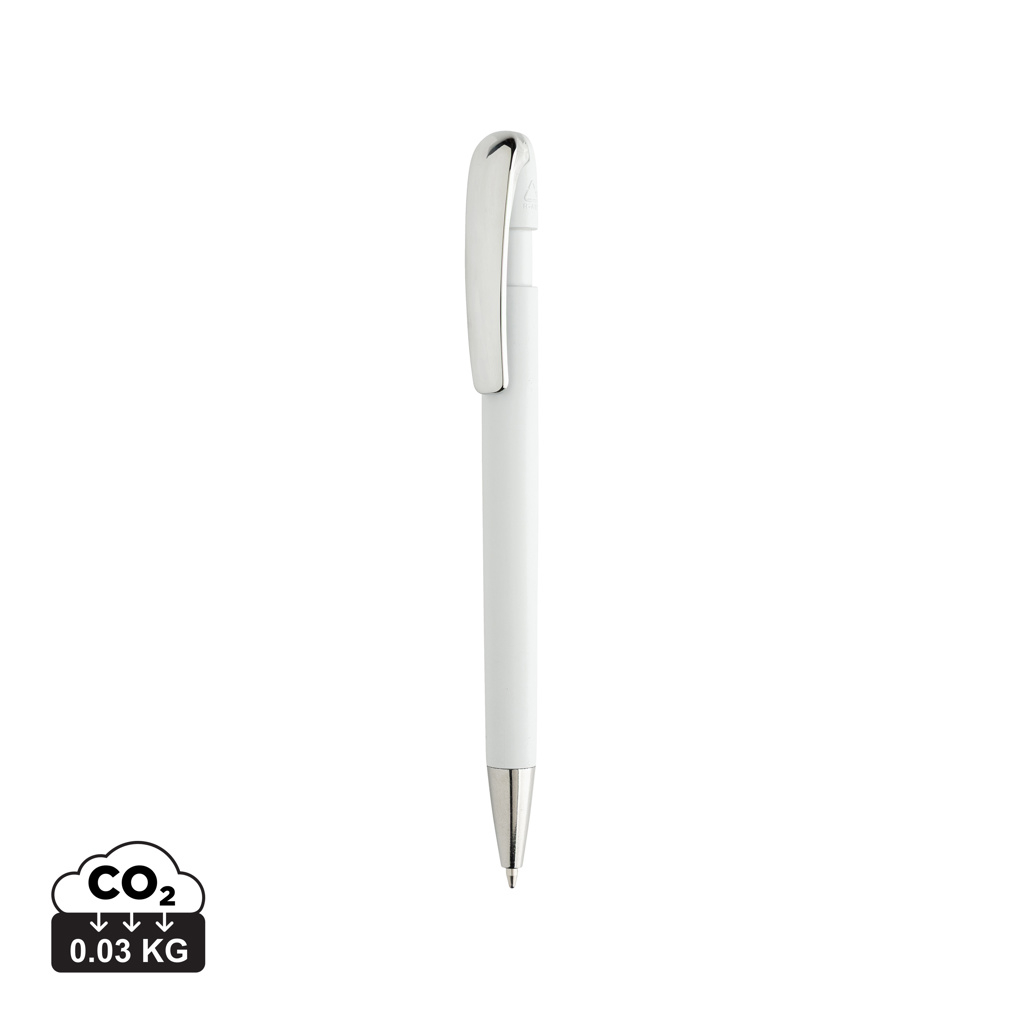 Stylo personnalisé à clip métal recyclé GRS Glid Blanc