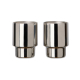 Duo de tasses métalliques cylindriques posées sur fond uni.