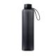 Bouteille rPET 550 ml fumée avec bouchon noir et sangle, vue de face.