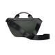 Sac bandoulière vert foncé vu de dos avec poignée et fermeture zippée horizontale, sans marquage visible.
