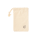 Pochette en coton beige fermée par un cordon, vue de face.
