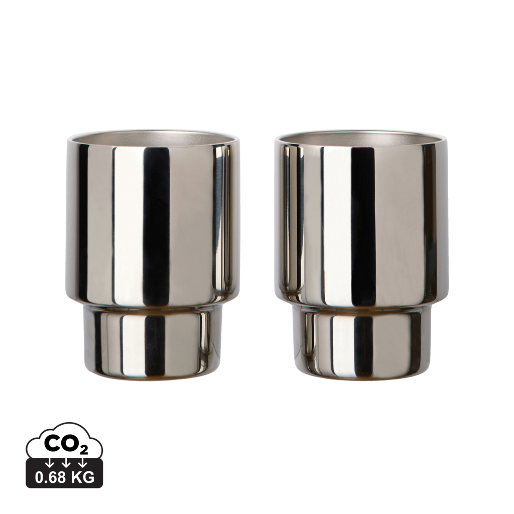 Set de 2 tasses publicitaires acier RCS Nagano VINGA miroir