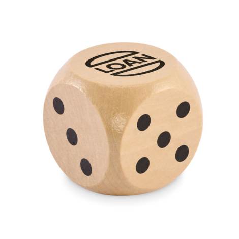 Dé en bois Schima 5 cm personnalisable dia Dado