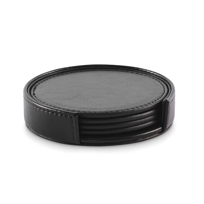 Lot de 4 sous-verres en PU à personnaliser Posa Set Noir