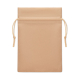 Pochette cadeau en RPET beige clair avec cordons ouverts, sans marquage.