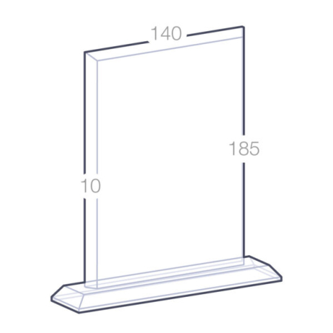 Schéma du trophée Rectangle en verre sur socle avec dimensions