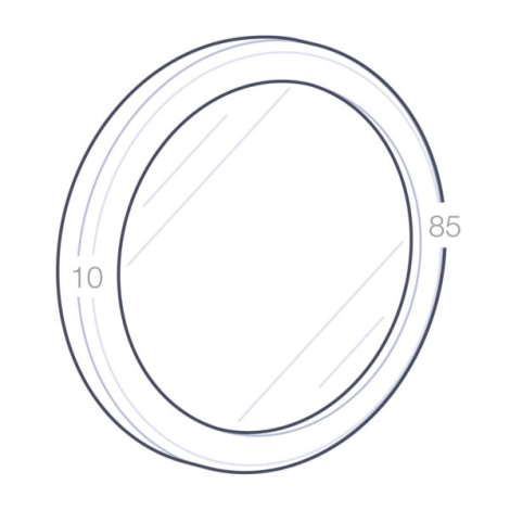 Schéma technique d’une médaille en verre avec bordure, Ø85 mm x 10 mm