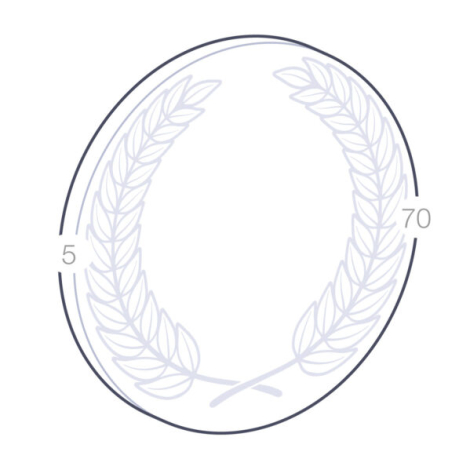 Schéma technique d’une médaille avec motif de lauriers, Ø70 mm x 5 mm