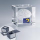 Deuxième visuel du cube en verre avec marquage, présenté de face