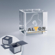 Troisième visuel du cube en verre transparent, face avant visible