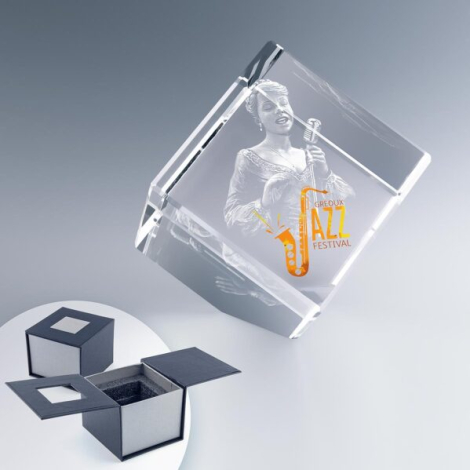 Cube à pan coupé en verre personnalisable