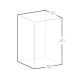 Schéma technique d’un bloc rectangulaire en verre, 60 × 90 × 60 mm
