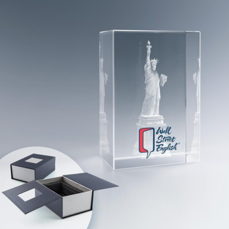 Quatrième visuel du trophée rectangulaire en verre, vertical, marquage visible