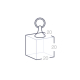 Schéma technique d’un porte-clés cube en verre transparent, dimensions 20 × 20 × 20 mm