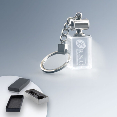 Porte-clés publicitaire en verre lumineux personnalisable
