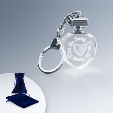 Porte-clés publicitaire en verre lumineux cœur