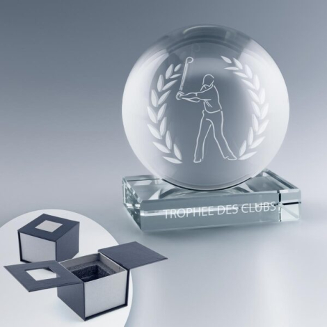 Trophée publicitaire sphère en verre personnalisable