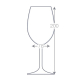 Schéma technique d’un verre à vin en verre, 200 × 78 mm.