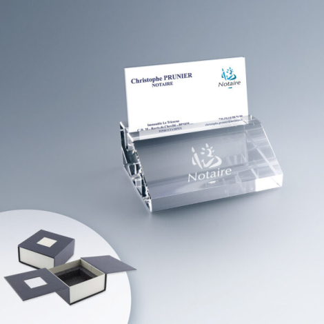 Porte-cartes publicitaire rectangulaire en verre personnalisable