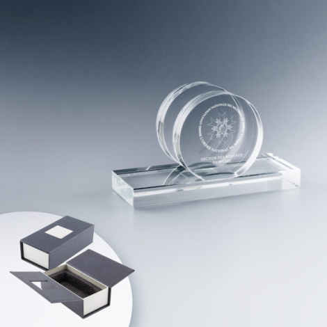 Porte-cartes publicitaire en verre rond personnalisable
