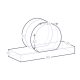 Porte-cartes en verre avec base rectangulaire et support rond, schéma technique, dimensions 90 × 35 × 10 mm et 45 × 40 × 10 mm