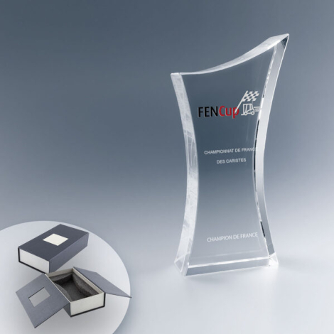 Trophée publicitaire Original Élégance en verre personnalisable