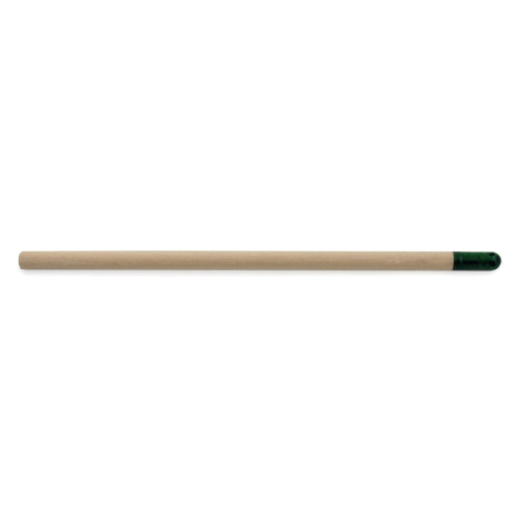 Crayon à graines en bois clair avec capsule verte à l’extrémité.