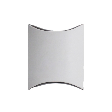 Étui cartonné blanc de petite taille, forme rectangulaire avec côtés courbés vers l’intérieur, sans personnalisation visible.