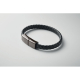 Bracelet tressé noir ouvert en cercle avec fermoir métallique, sans personnalisation.