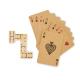 Ensemble de dominos en bois et jeu de 54 cartes kraft, sans personnalisation visible.