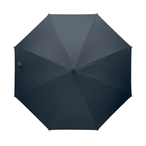 Parapluie noir 23 pouces vu de dessus, ouvert avec huit panneaux visibles, sans personnalisation visible.