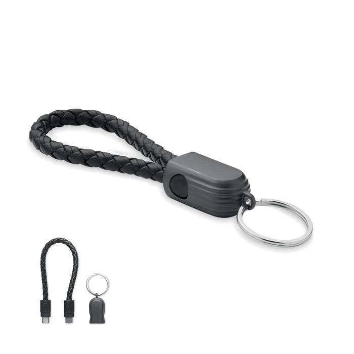 Câble porte-clés personnalisable type C Fauleti Loop Noir