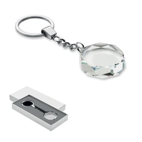 Porte-clés promotionnel en verre rond Roundward