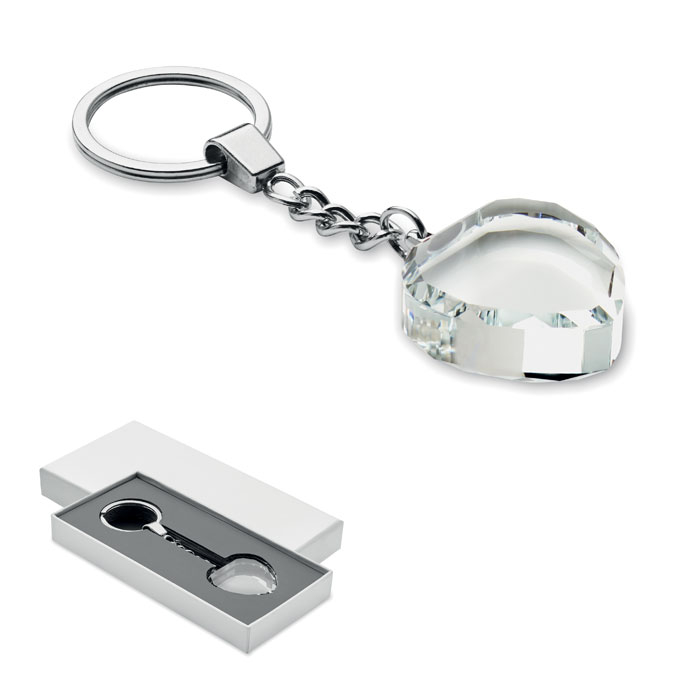 Porte-clés personnalisé en verre cœur Heartward Transparent