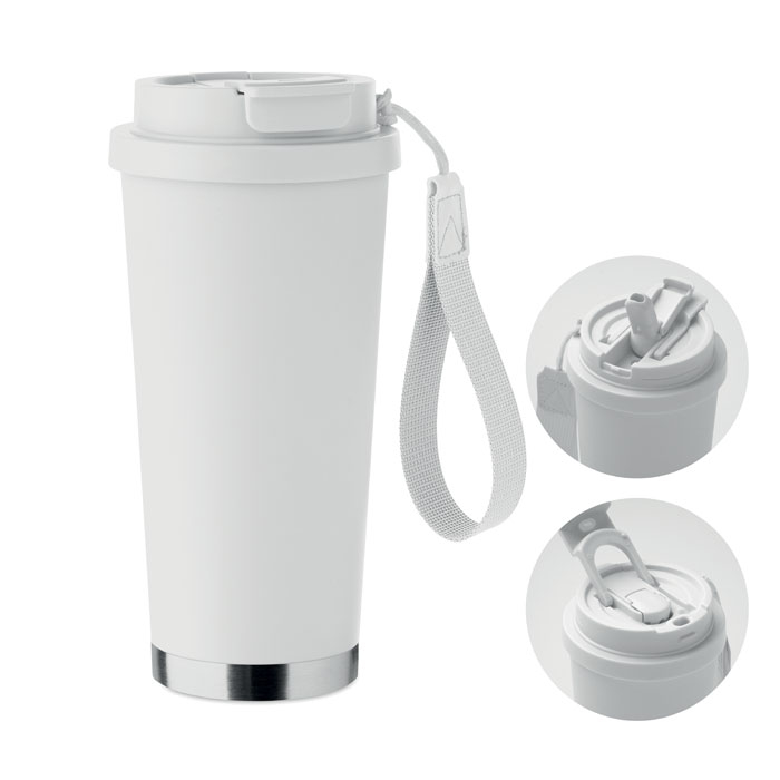 Gobelet publicitaire double paroi 500ml Topaz Large Blanc