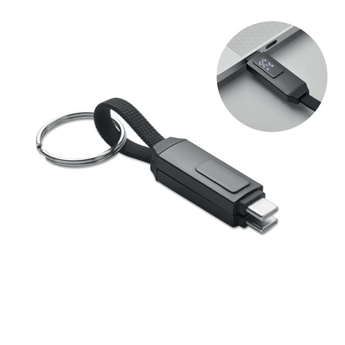Porte-clés personnalisable avec câble de charge Keysto Noir