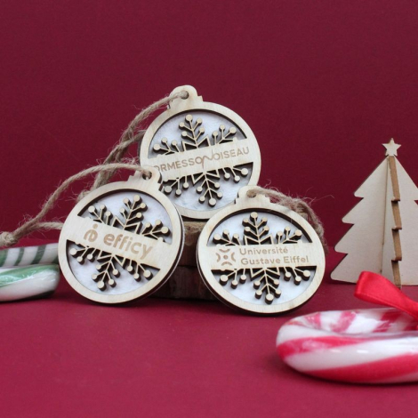 Boule de Noël personnalisable en bois et graines