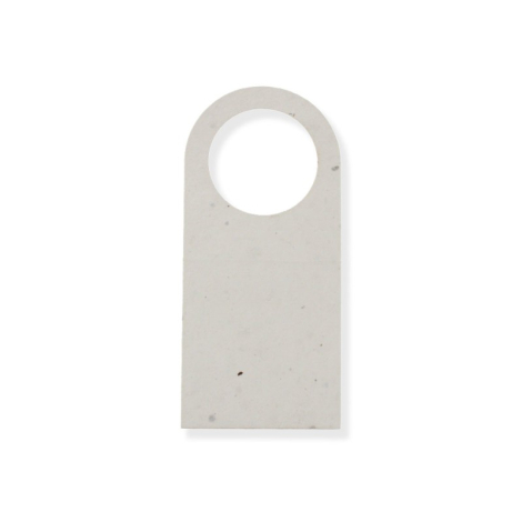 Collerette rectangulaire en papier blanc à inclusions avec découpe ronde pour passage autour du goulot, sans personnalisation vi Collerette rectangulaire en papier blanc à inclusions avec découpe ronde pour passage autour du goulot, sans personnalisation vi